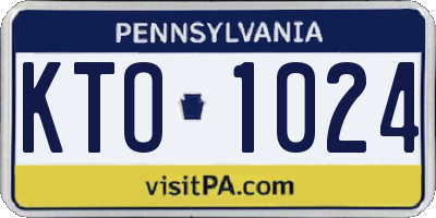 PA license plate KTO1024