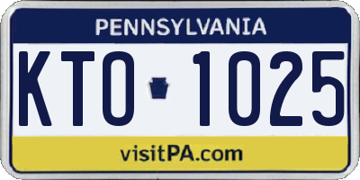 PA license plate KTO1025