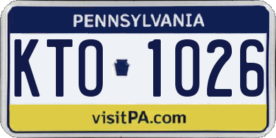 PA license plate KTO1026