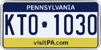 PA license plate KTO1030