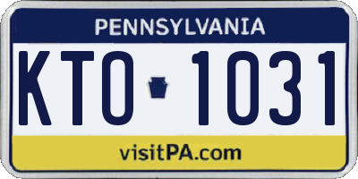 PA license plate KTO1031