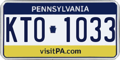 PA license plate KTO1033
