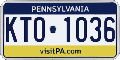 PA license plate KTO1036