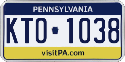 PA license plate KTO1038