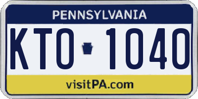 PA license plate KTO1040
