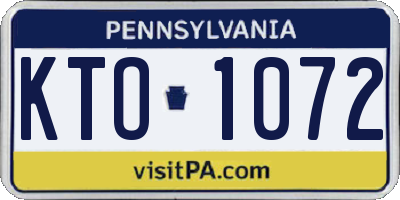 PA license plate KTO1072