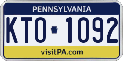 PA license plate KTO1092