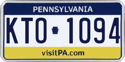 PA license plate KTO1094