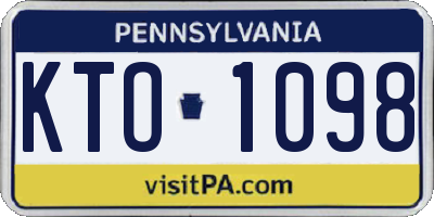 PA license plate KTO1098