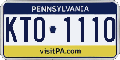 PA license plate KTO1110
