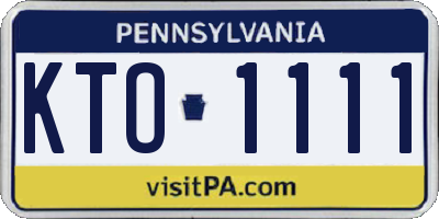 PA license plate KTO1111