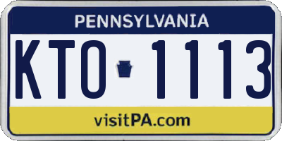 PA license plate KTO1113