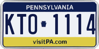 PA license plate KTO1114