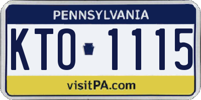 PA license plate KTO1115