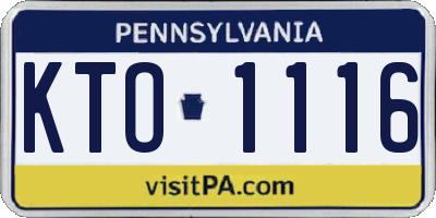 PA license plate KTO1116