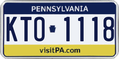 PA license plate KTO1118