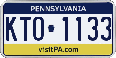 PA license plate KTO1133