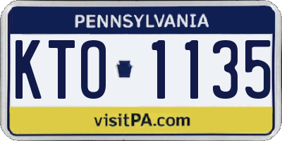 PA license plate KTO1135