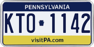 PA license plate KTO1142