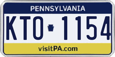 PA license plate KTO1154
