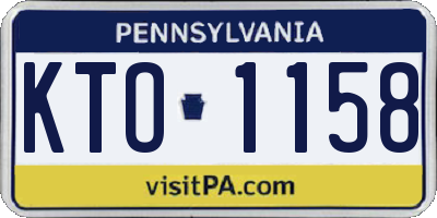 PA license plate KTO1158