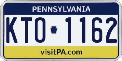 PA license plate KTO1162