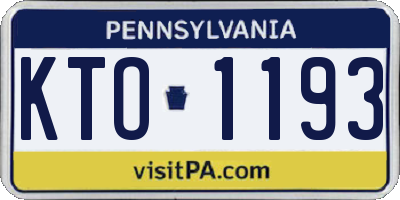 PA license plate KTO1193