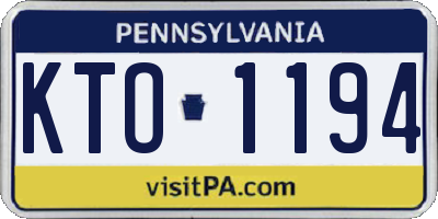 PA license plate KTO1194