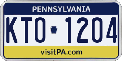 PA license plate KTO1204