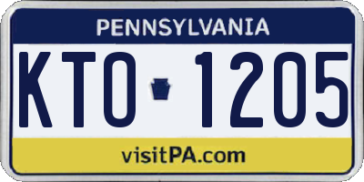 PA license plate KTO1205