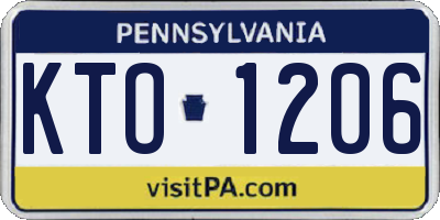 PA license plate KTO1206