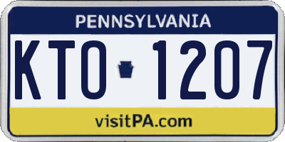 PA license plate KTO1207