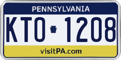 PA license plate KTO1208