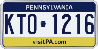 PA license plate KTO1216