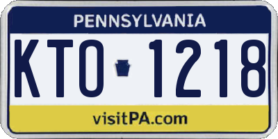 PA license plate KTO1218