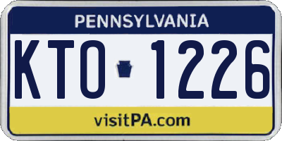 PA license plate KTO1226