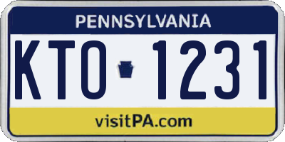 PA license plate KTO1231