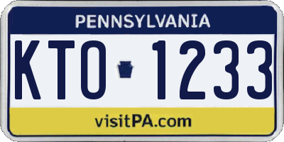 PA license plate KTO1233