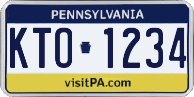 PA license plate KTO1234