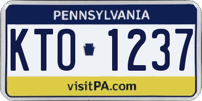 PA license plate KTO1237