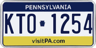 PA license plate KTO1254