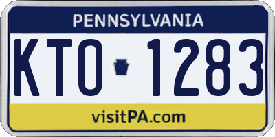 PA license plate KTO1283