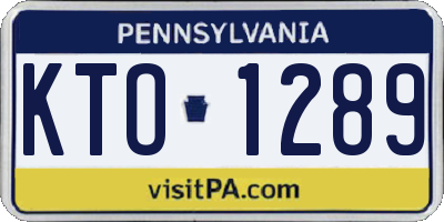 PA license plate KTO1289