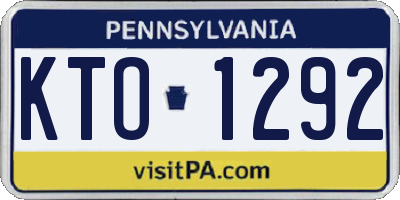 PA license plate KTO1292