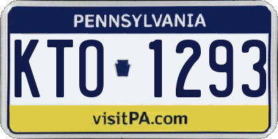 PA license plate KTO1293