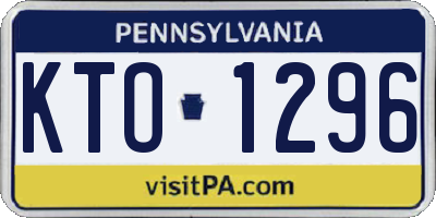 PA license plate KTO1296