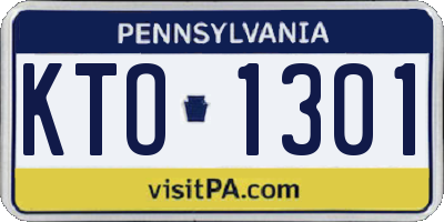 PA license plate KTO1301