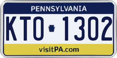 PA license plate KTO1302
