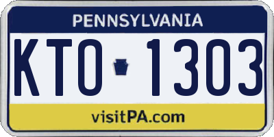 PA license plate KTO1303