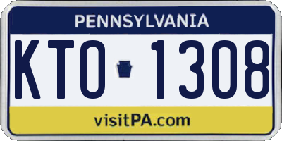 PA license plate KTO1308